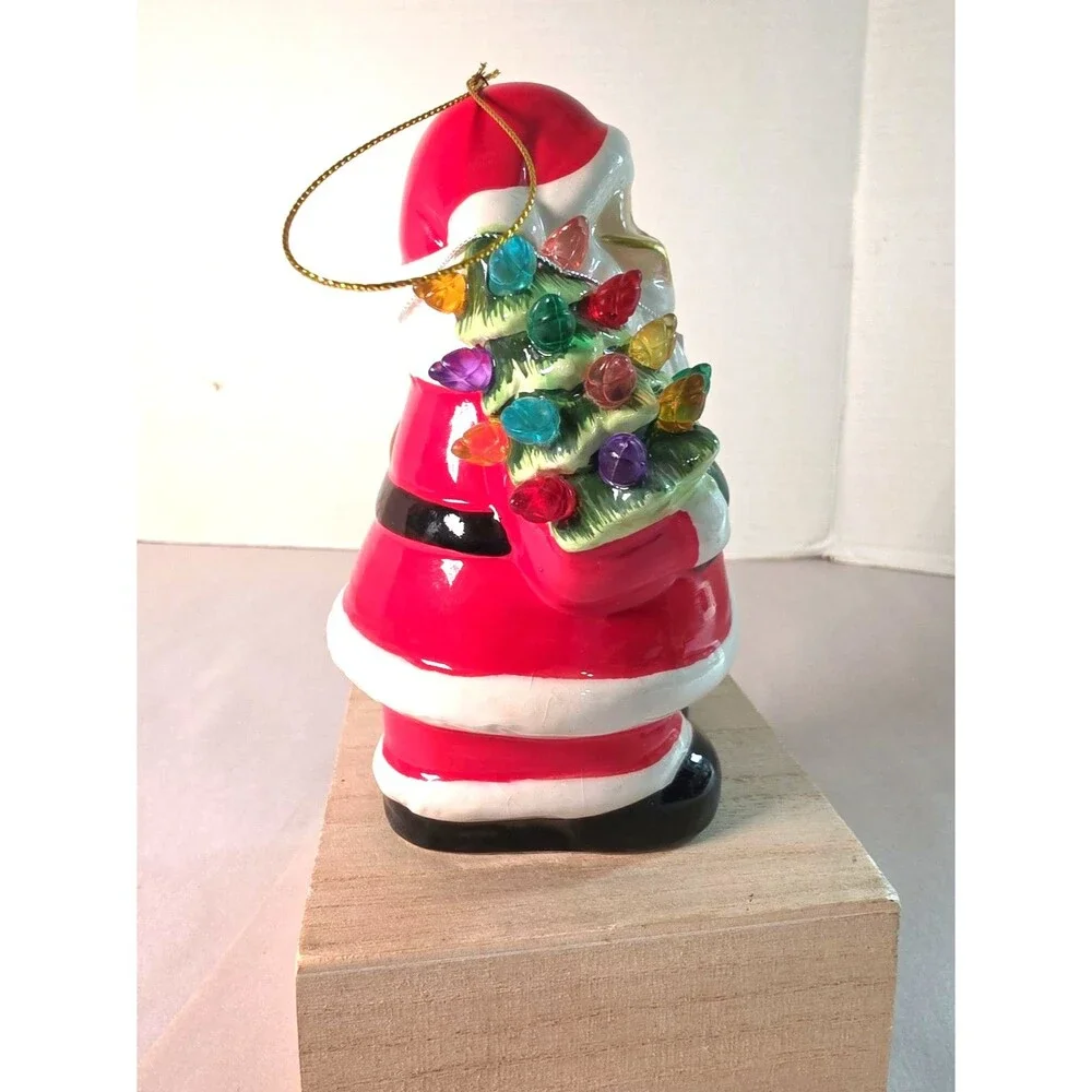 New Mr. Christmas Santa Figure Ornament Ceramic Light Up Tree Follow the Magic